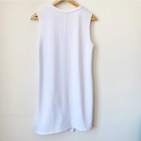 Zara White Ruffle Mixed Media Minimalist Sleeveless Tank Shift Mini Dress L - Picture 4 of 9